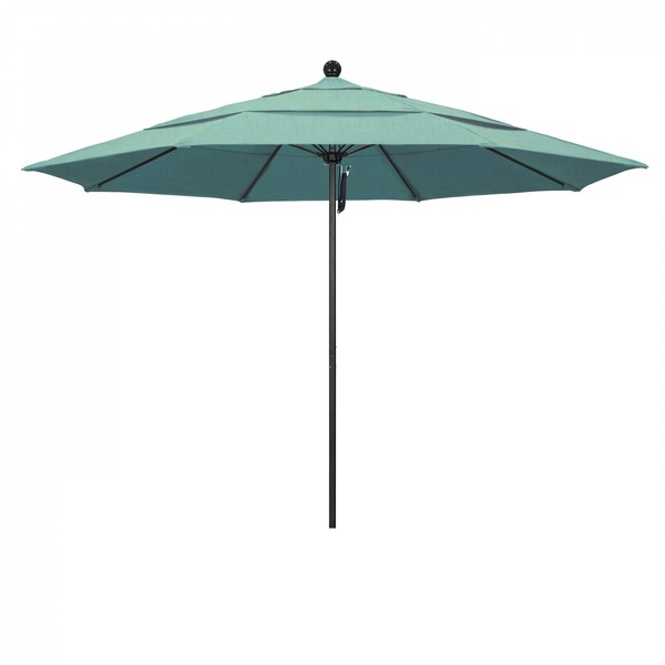 California Umbrella 11' Black Aluminum Market Patio Umbrella, Sunbrella Spectrum Mist 194061333136